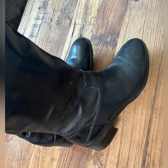 Franco Sarto black leather boots 10.5 jones buckle 1.75” heel - Picture 5 of 11